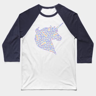 Rainbow and white swirls doodles Unicorn head Baseball T-Shirt